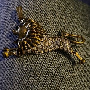 Vibtage Gold-Tone Lion Rhinestone Pendant Necklace Charm